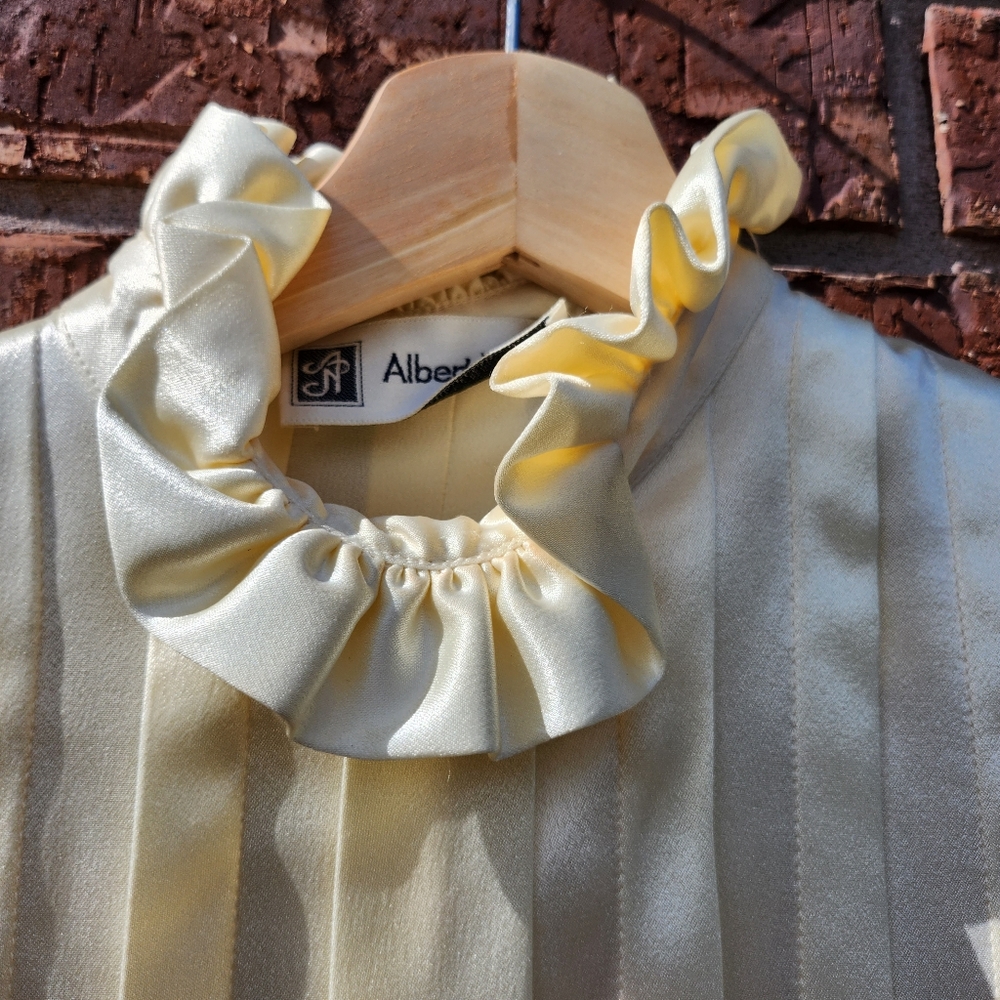 Vintage Albert & Nipon Blouse.Shiny Champagne Lon… - image 2